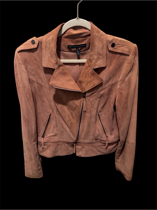 White House Black Market Jackets & Blazers - White House Black Market Suede Moto Jacket - Rust Brown